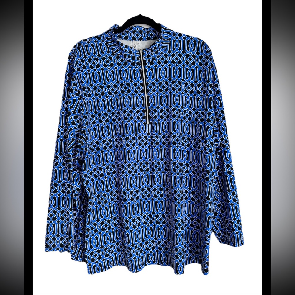 LULU B Women’s Shades Of Blue 1/4 Zip Tunic Sz 2X